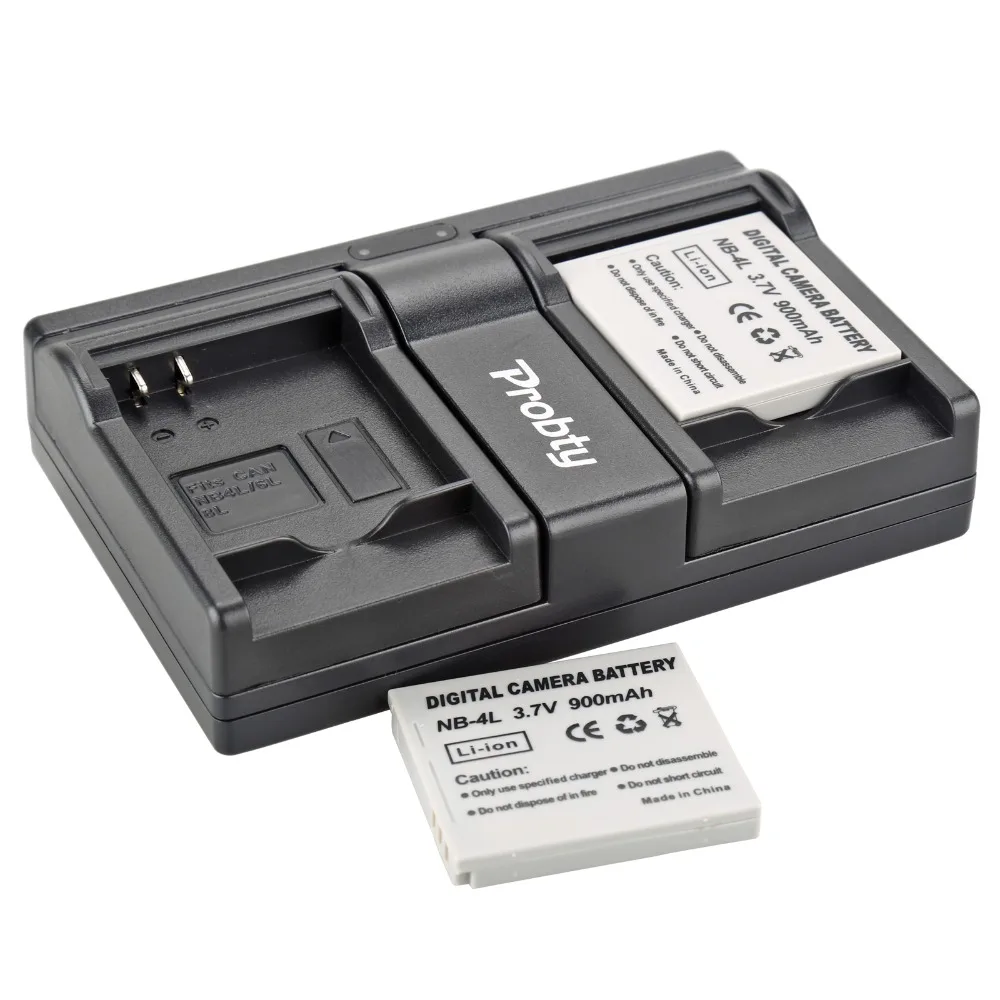 2Pcs Probty NB 4L NB 4L Battery + USB Dual Charger for Canon PowerShot