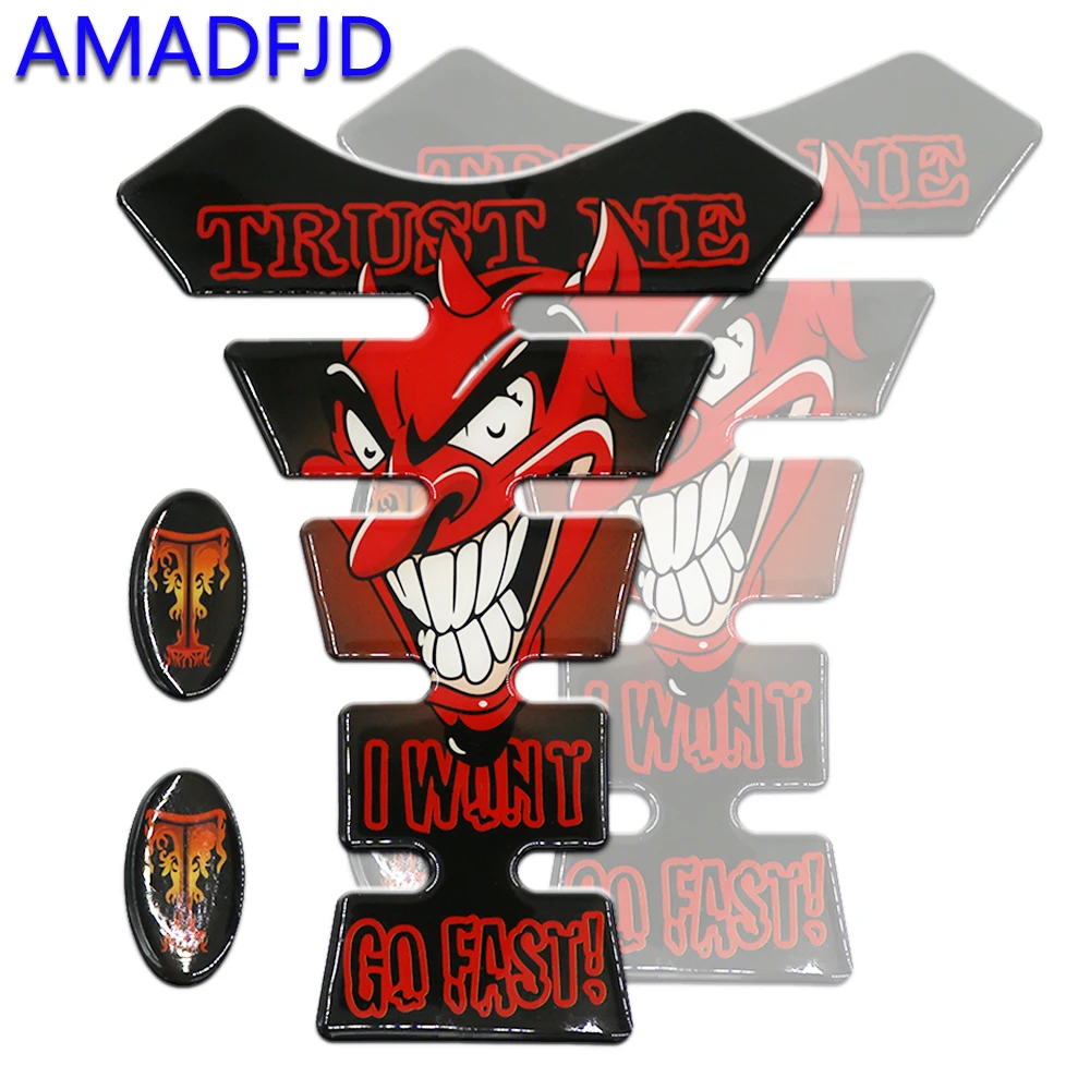 

AMADFJD Motorcycle Sticker 3D Demon Skull Logo Tankpad Stickers On Motorcycle Tank Pad Pit Bike Protector Motorbike Decals