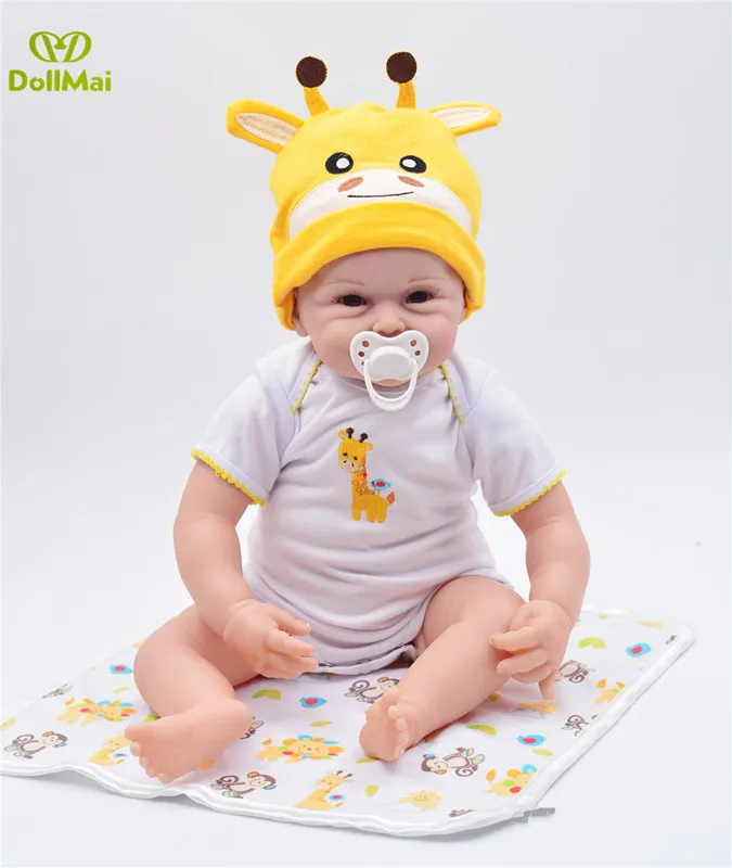 

Wholesale Hot Style 55cm silicone reborn bebe babies doll kids lifelike lovely bb reborn vivid boy baby toddlers birthday toy