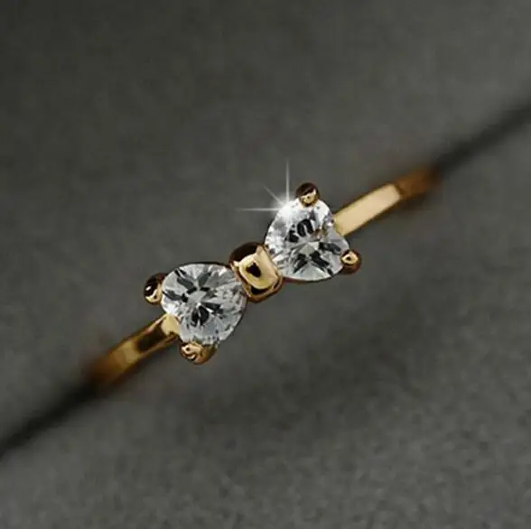 Модные австрийские кристаллы Кольца золотистого цвета бант свадебное обручальное кольцо кубические циркониевые кольца для женщин Новинка