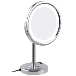 Gulun 8 дюймов 10X увеличительное настольное зеркало для макияжа со светодиодными лампами, круглые латунные компактные косметические зеркала