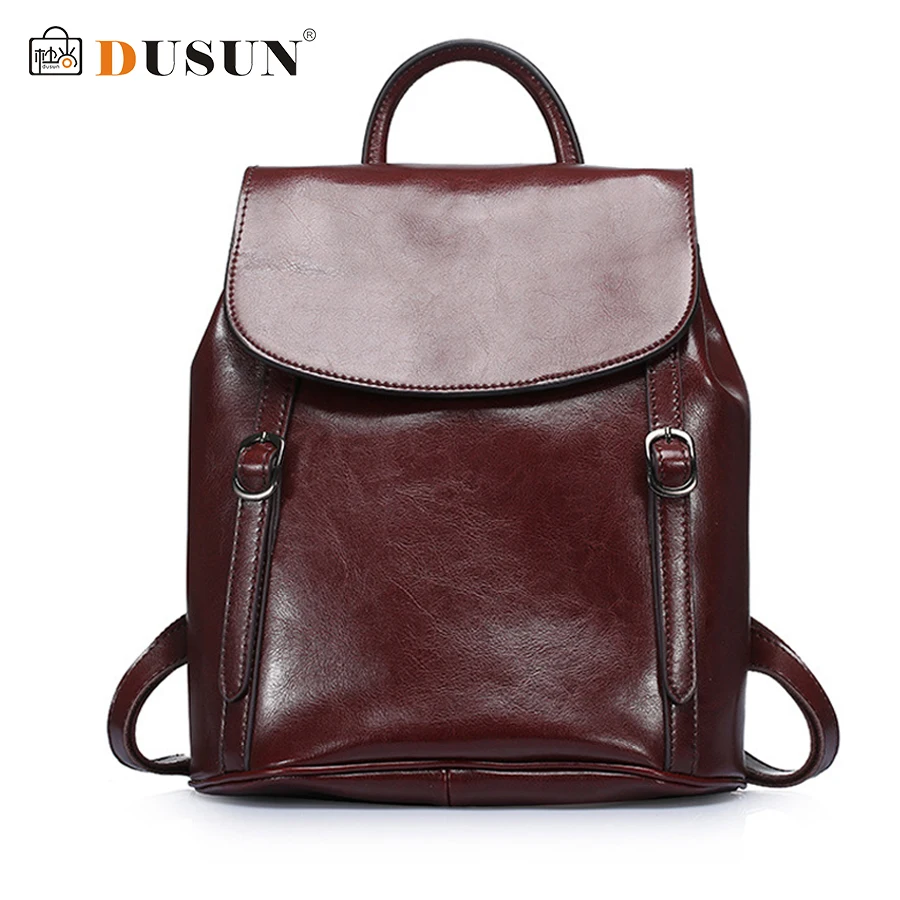 

DUSUN Designer Backpack Women Fashion 2019 Genuine Leather Backpackgs Female Vintage School Bags Student Black Color Bags Bolsa