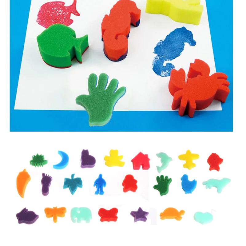 24Pcs Sponge Set Children Kids Art Craft Painting DIY font b Toy b font Home Education