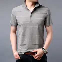 Летняя деловая Повседневная мужская футболка с коротким рукавом с отворотами, хлопковая рубашка поло, Мужская модная одежда для молодых и