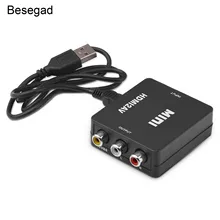 Besegad мини 1080P HDMI к CVBS AV видео аудио конвертер адаптер для ТВ Проектор Монитор VHS VCR DVD рекордеры ПК ноутбук