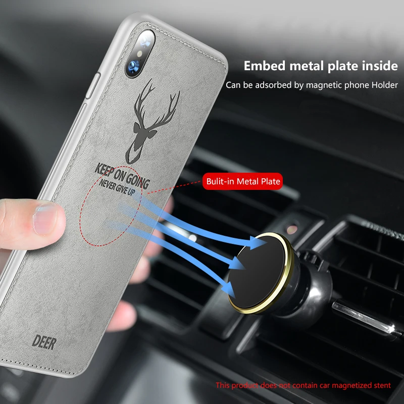 Funda de coche magnética de TPU suave con textura de ciervo 3D para iPhone 6 6 S 7 8 Plus con imán incorporado funda de placa para iPhone 8 Plus