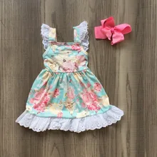 Новое поступление, летнее садовое платье для маленьких девочек, одежда для девочек с цветочным рисунком, розовое, синее, молочное кружевное шелковое платье