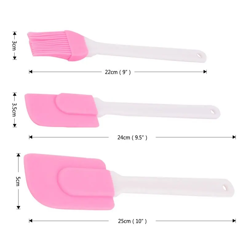 KMYC 3 шт набор силиконовых шпателей и кистей для блинов, жаростойкие Кондитерские соусы, щетка, миска, скребок для выпечки и лопатки для теста