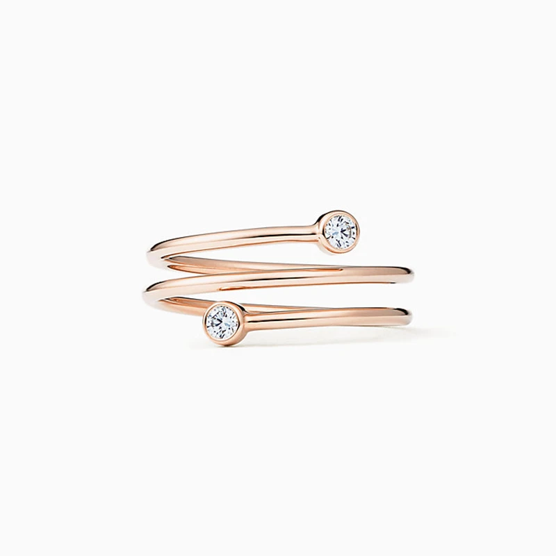 

SHINETUNG 1:1 S925 Sterling Silver Genuine Rose Gold Color Triplex Row Annular Rings Women Trendy High-End Jewelry Free Shipping