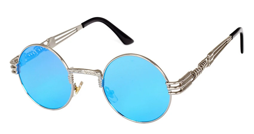Ретро круглые готические зеркальные очки в стиле стимпанк Солнцезащитные очки мужские и женские металлические солнцезащитные очки мужские Oculos De Sol солнцезащитные очки Feminino - Цвет линз: 5
