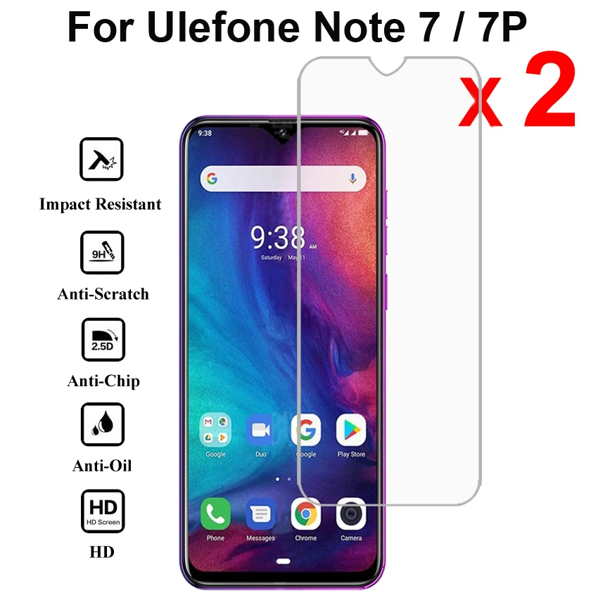 

2PCS Ulefone Note 7 Screen Protector 9H Scratch proof Tempered Glass for Ulefone Note 7P 6.1" Mobile Phone Film,easy to install