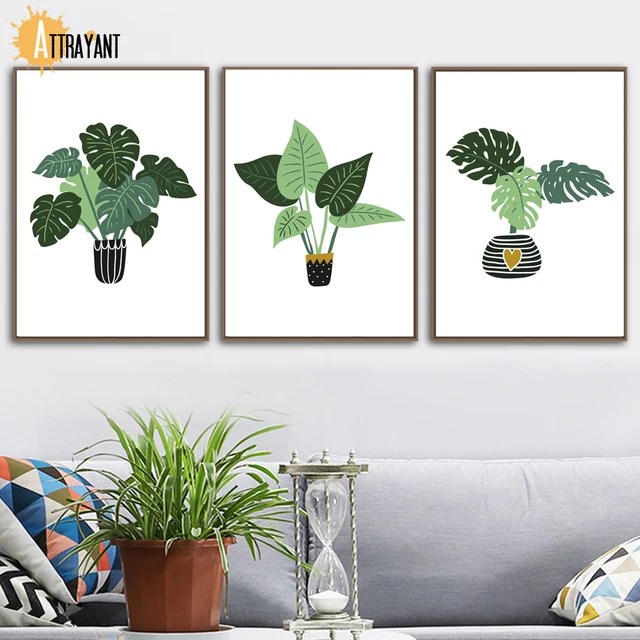 Potted Plant Greenery Wall Art Canvas Painting Nordic Posters And