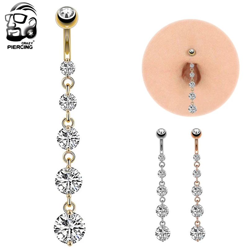 

1PC Steel Navel Rings Crystal Water Drop Ball Belly Button Rings Piercing Ombligo Pircing Nombril Body Jewelry Gift