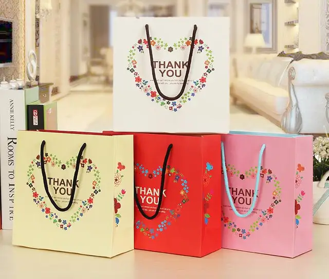 20 8 20cm 50pcs Thank You Paper Gift Bag Medium Size Beige Wedding 20 8 20cm 50pcs Thank You Paper Gift Bag Medium Size Beige