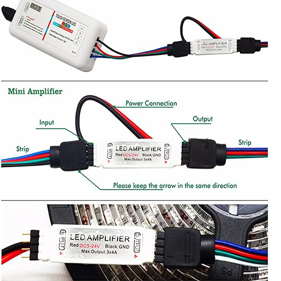 DC12V мини светодиодный Усилитель сигнала контроллера усилитель DC5-24V 3* 4A 6A 12A 144W Светодиодная лента, аксессуар для 5050 3528 Светодиодная лента rgb светильник