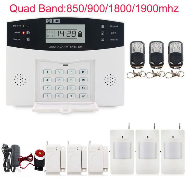 

Wireless GSM Alarm System SMS Kit Burglar Security LCD Keyboard Wireless Gsm alarm system LCD Auto Dialer 433 MHz pir detector
