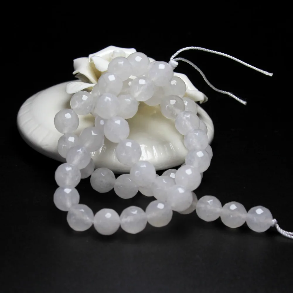 

Wholesale AAA+ Faceted White Jadee Natural Stone Beads For Jewelry Making Bracelet DIY Necklace 4/ 6/8/10/12 mm Strand 15.5''