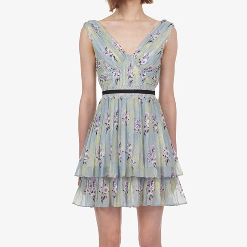

Self Portrait Women Dress 2019 Summer V Neck Chiffon Dresses