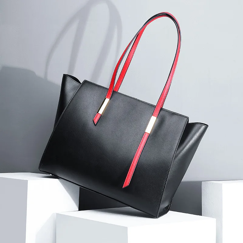 

New women genuine leather handbag bat wings bag shopping shoulder bag bags for women 2018