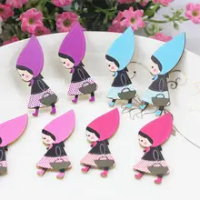 100 шт кавайные большие очаровательные милые шапочки смешанные цвета деревянные плоские с одной стороны DIY поставки для изготовления ювелирных изделий 60*22 мм D25