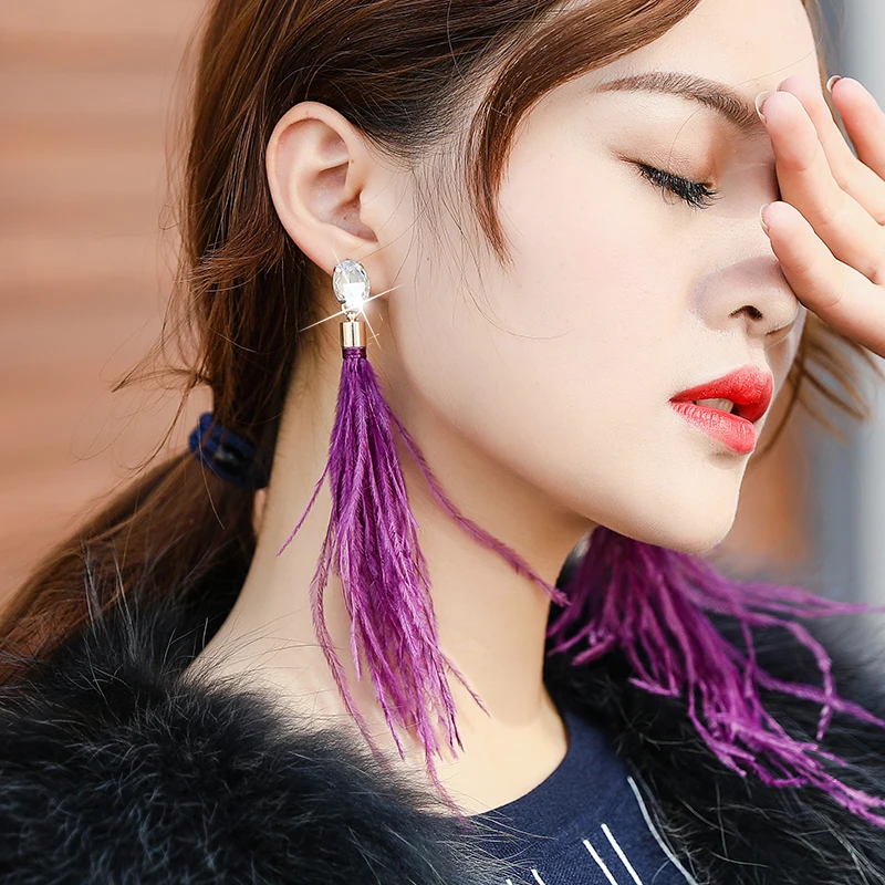 

Feather Earrings Long Tassel Earrings Women Fashion Accessories.