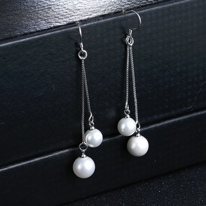 

2017 New arrival hot sell fashion imitation pearl women 925 sterling silver ladies`drop earrings shipping jewelry gift