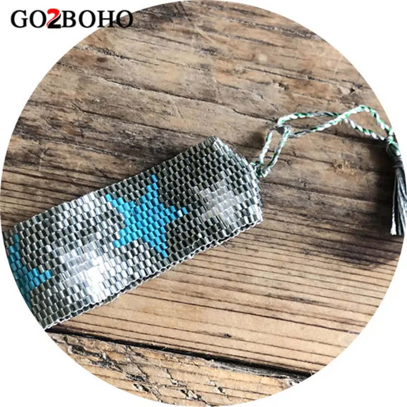 Go2boho MIYUKI браслет бусы тканые браслеты женские запонки со звездой браслеты с кисточками женские пентаграммы ювелирные изделия ручной работы Прямая поставка