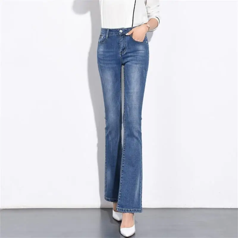 

Free Shipping Women's 2019 New spring Summer Tall long version large size micro-la jeans high waist 180cm long version