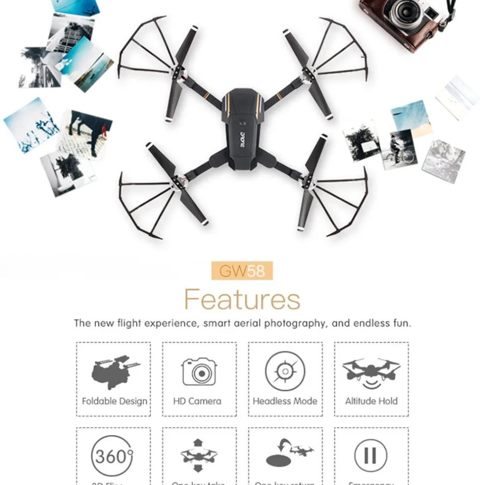 

GW58 Wifi Control 4 Axis Drone 0.3MP/2MP Hovering Racing Helicopter Drone Hovering Racing Helicopter RC Drone Toys