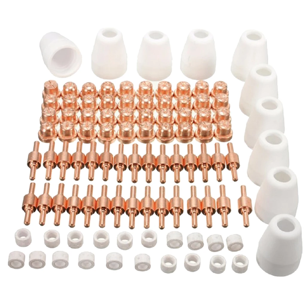 Price 100Pieces Air Plasma Cutter Torch Consumables Kit for Cutting Welding Machine Kit Electrodes Nozzles Tips Shield Cup Set
