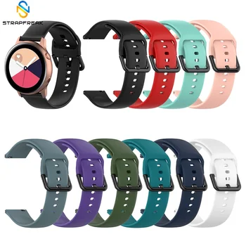 

20mm Silicone Watchband For Samsung Galaxy Watch Active Strap for Samsung gear S2 sport classic bracelet Black Buckle Watch Belt