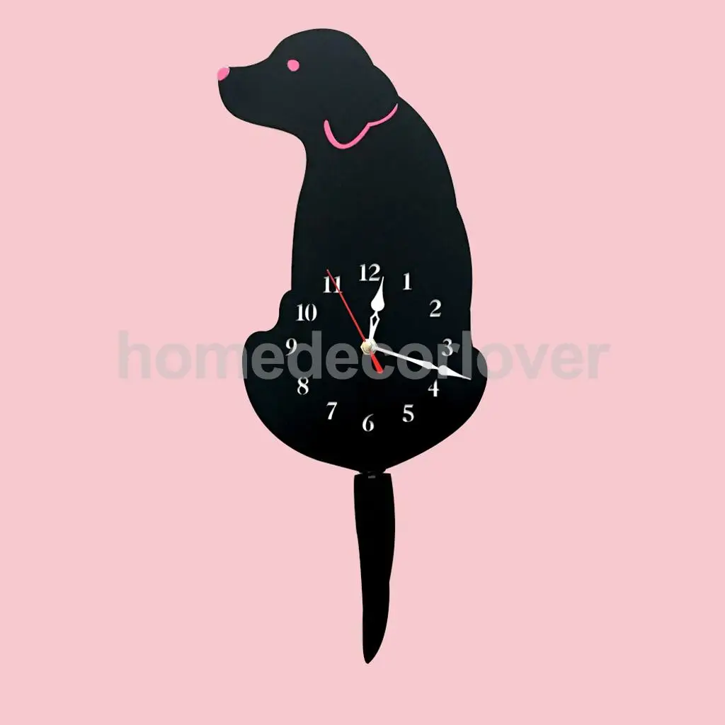 Cartoon Acrylic Wagging Tail Dog Innovative Home Cafe Bar Shop Wall Clock Cute Puppy Animal Decor Props Timen Watch	