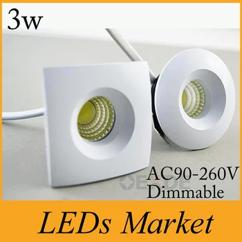 

New mini Dimmable Led Ceiling Lights 3w cob downlight led spotlight AC90-260v Warm/Cool White +Drivers 30angle CE UL