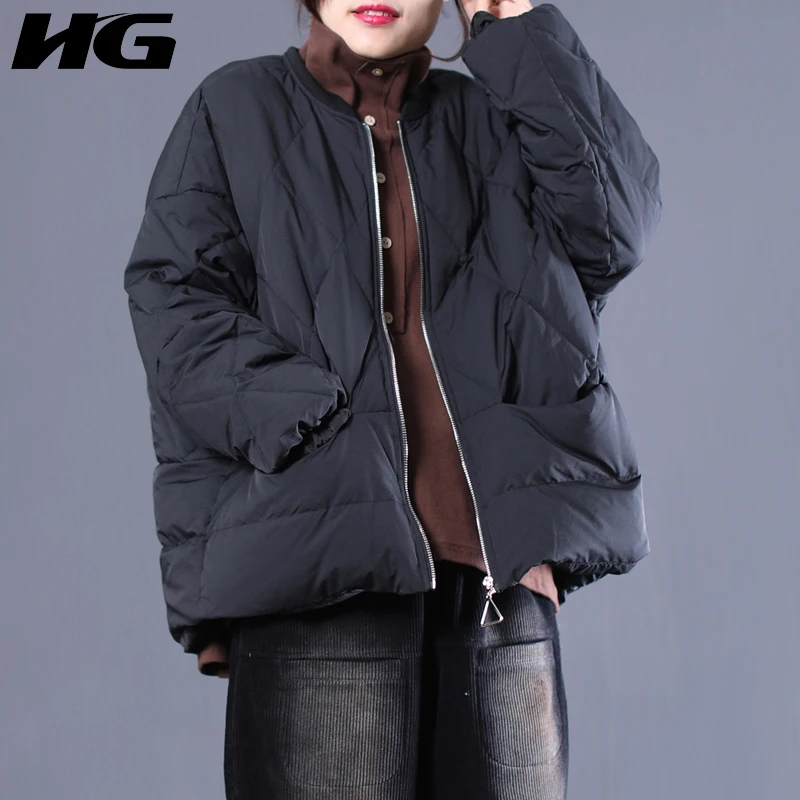 Lâche Hiver Dll1227 Turn Couleur hg Manches Mode Pleine Dll1227 Manteau Femmes Casual red Solide Femlae Poche Corée down Collar Black Nouvelles De Parka 2018 xpBq07BYw