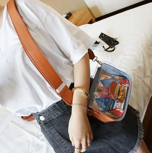 High Quality Clear Messenger Bags Women Transparent Purses Totes Candy