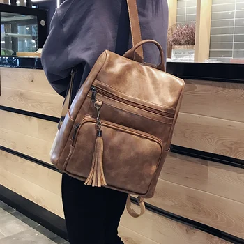 

Fashion Women Backpacks PU Leather Backpack Shoulder Bag Vintage Daypack for Women Female School Bags Mochila Feminine Mochila