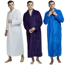 WL длинный большой удобный супер размера плюс мужской осенний зимний мягкий теплый фланелевый Халат из Добби с v-образным вырезом на молнии для влюбленных