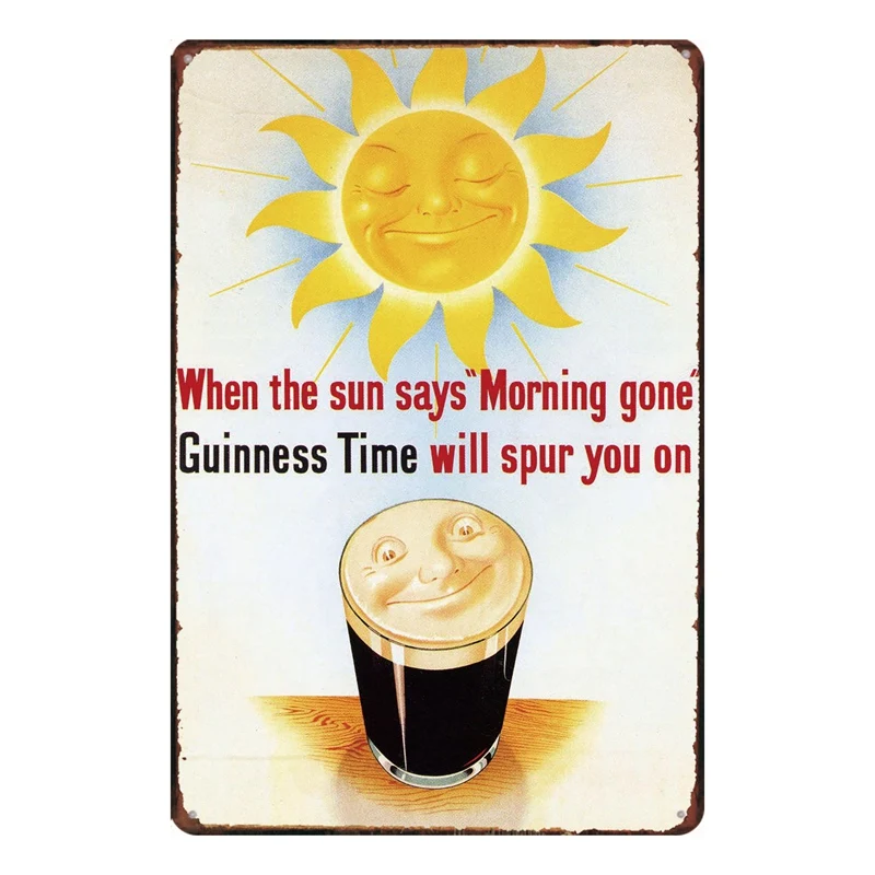 Guinness винтажная металлическая вывеска потертые шикарные металлические пластины