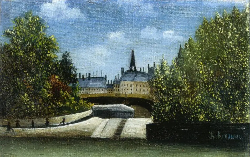

High quality Oil painting Canvas Reproductions Ile de la Cite (1890-1900) by Henri Rousseau painting hand painted