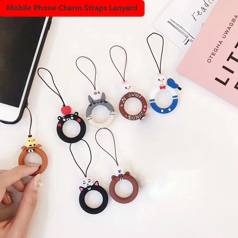 

Universal Phone Strap Short Lanyard Straps Phone Charm Kawaii Donut Cell Phone Lanyards for Key Cute Dibujo Animado Sleutelkoord