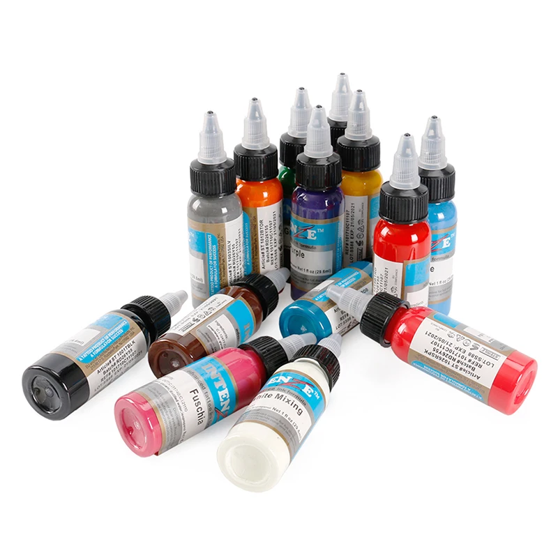

14 Basic Colors Set Attoo Ink 14 Colors 1oz /30ml Bottle Delicate Texture Long Lasting Tattoo Ink Fast Pigment Kit