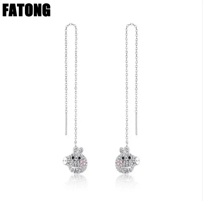 

925 sterling silver small flying pig zircon earrings jewelry female Korean jewelry J0380