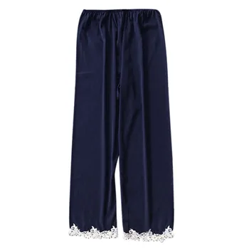

women Sleep pants Sleepwear lace Silk Satin woman Nightwear Pajamas d90624