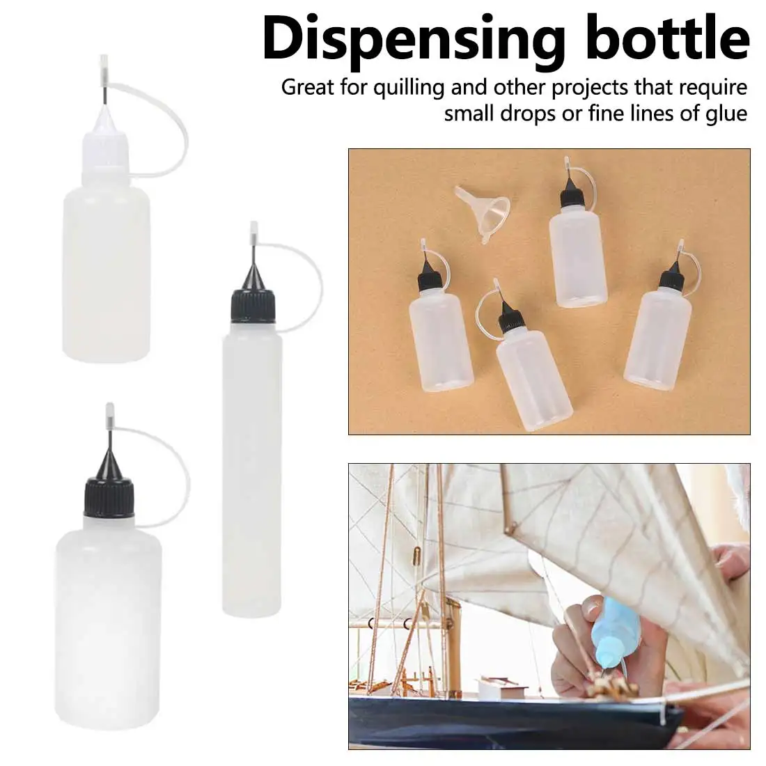

2Pcs Handmade 30ML Glue Applicator Plastic Reuse Needle Squeeze Bottle for Paper Quilling DIY Scrapbooking Paper Craft Tool