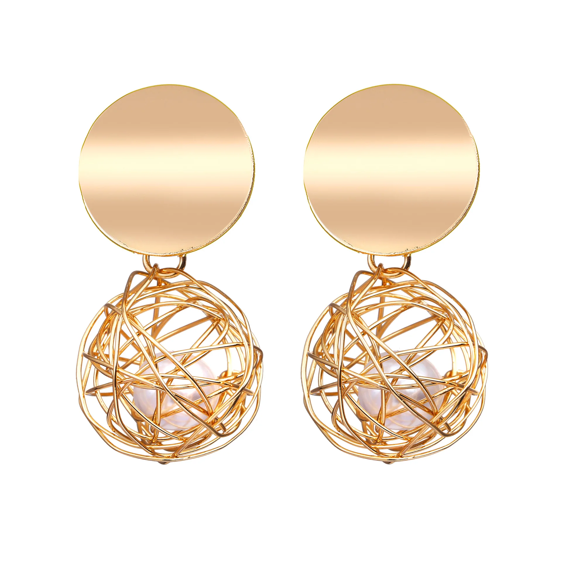 

New Long Earrings For Women Fashion Earrings Statement Smooth Jewelry Weaving Hollow Ball Pearl Earrings Women Gifts For Female