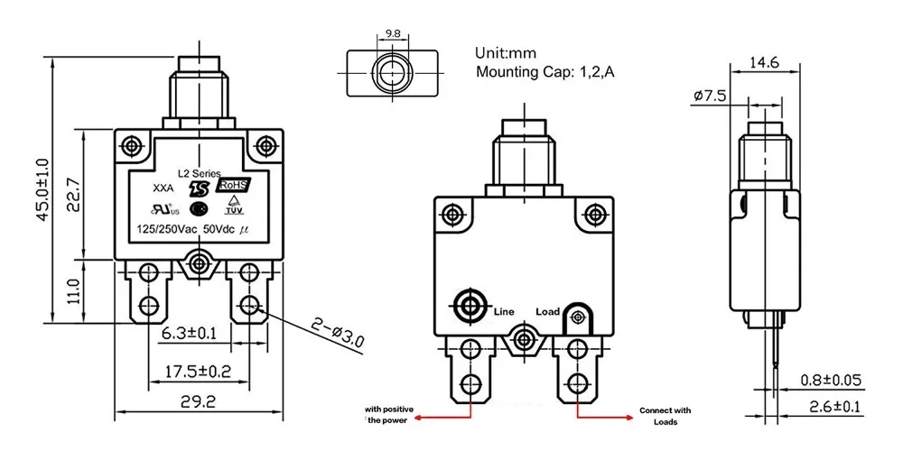 T Tocas Push сброс кнопки 15A автоматические выключатели с клеммы быстрого зажима и водонепроницаемая кнопка прозрачная крышка