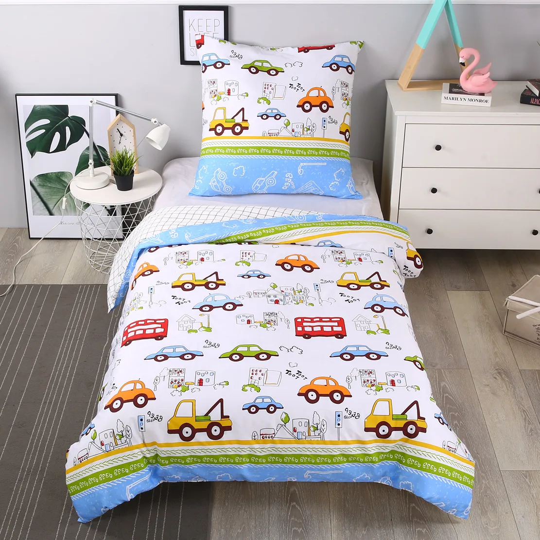 

Kids Boys Bedding Set Cars Vehicles Duvet Cover Soft Kids Duvet Cover Set Quilt Cover 100% Cotton Bed Set 2pcs Set