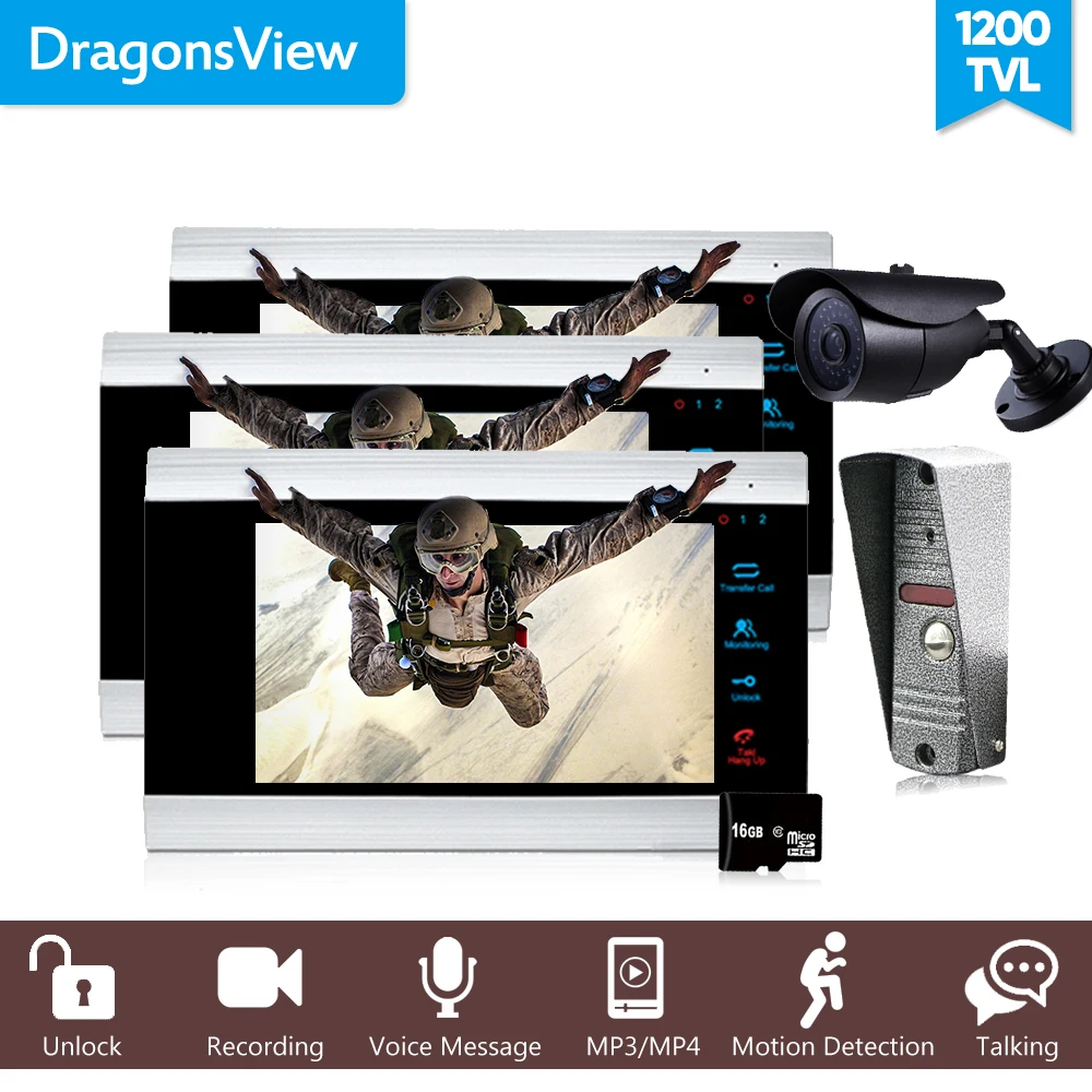 

Dragonsview 1200TVL 7 Inch Video Door Phone Record System Visual Intercom Call Panel MonitorTalk to Monitor Intercom Recording