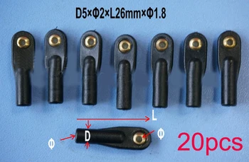 

20pcs Plastic Tie Rod End 2mm Push Rod Head Length 26mm Ball Joint Black Servo Linkage Adjuster Accessories for Model RC Boat