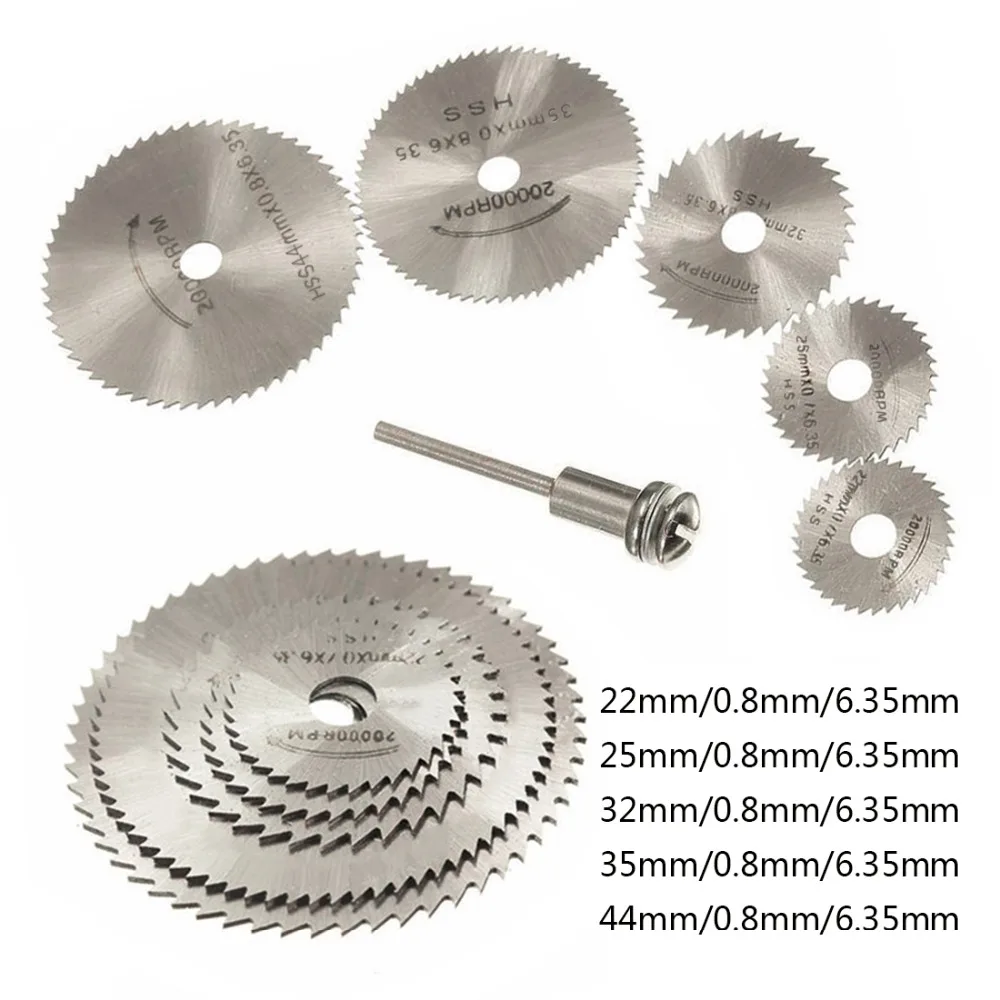 6 шт./компл. HSS металлический резак Электроинструмент оправки Набор Мини циркулярная пила Лезвие для обработки древесины режущие диски дрель для вращающихся инструментов